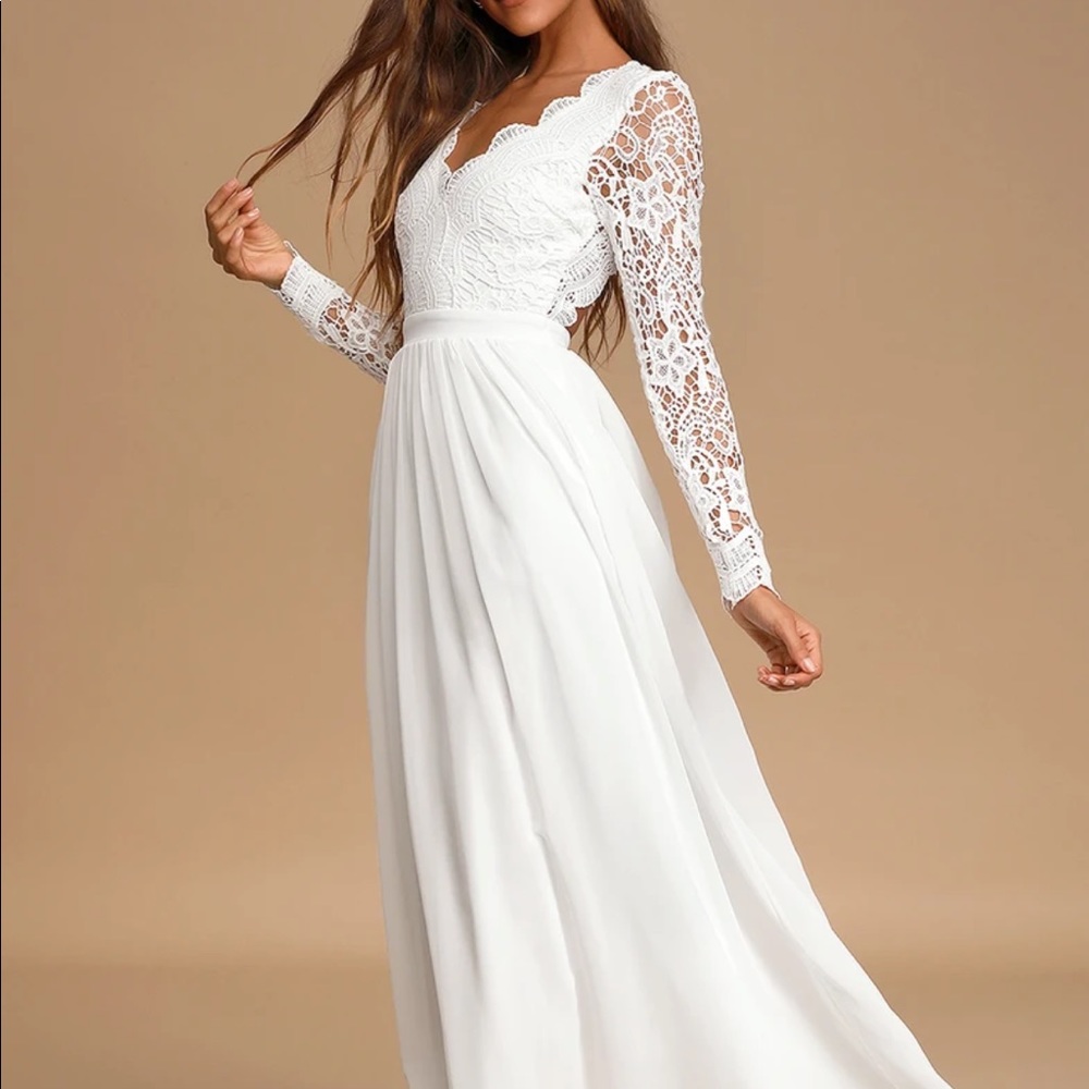 Lulu’s White Lace Maxi Dress